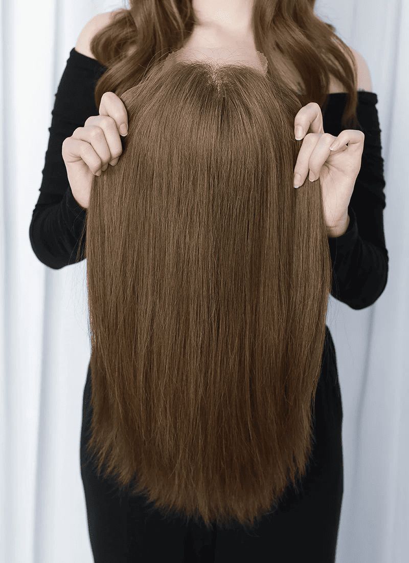 Natural hair toppers for women clip-in crown hairpieces just like your own hair Invisible and breathable